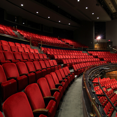 A view of the balcony level, facing the audience seating.
