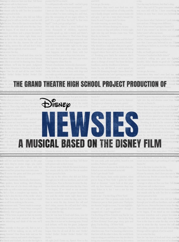 A title that reads Disney's NEWSIES.